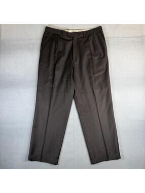 Santorelli Como Dress Pants Mens 38x29 Brown 100% Wool Pleated Italy Made